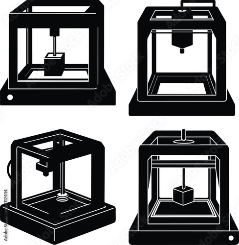 3D Printer silhouette vector