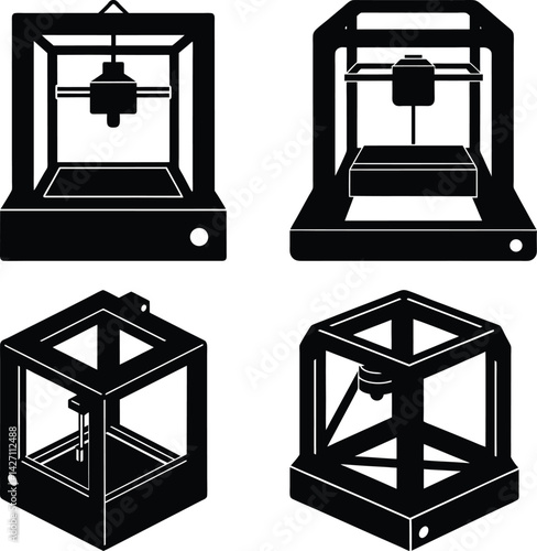 3D Printer silhouette vector