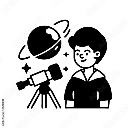 astronomer icon, astronomer silhouette vector illustration-simple silhouette illustration of astronomer,astronomer vector