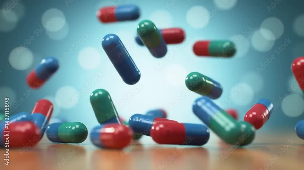 Colorful Medical Capsules Falling in Slow Motion on Clean Surface – Pharmaceutical and Healthcare Concept
Colorful Medical Capsules Falling in Slow Motion on Clean Surface – Pharmaceutical and Healthcare Concept