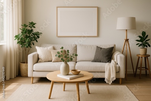 Minimalist cozy living room decor.