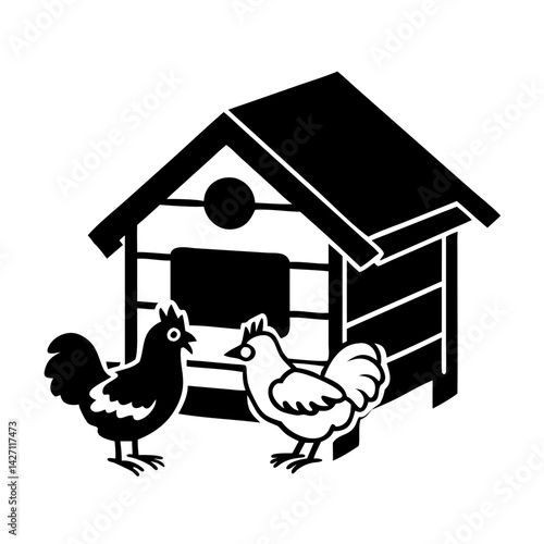 chicken coop icon, chicken coop silhouette vector illustration-simple silhouette illustration of chicken coop,chicken coop vector