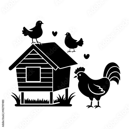 chicken coop icon, chicken coop silhouette vector illustration-simple silhouette illustration of chicken coop,chicken coop vector