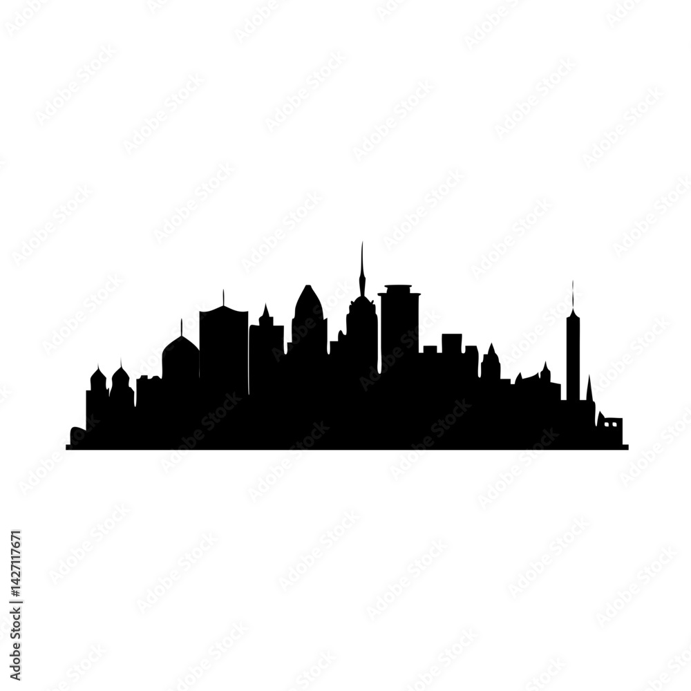 Fototapeta premium city skyline icon, city skyline silhouette vector illustration-simple silhouette illustration of city skyline,city skyline vector