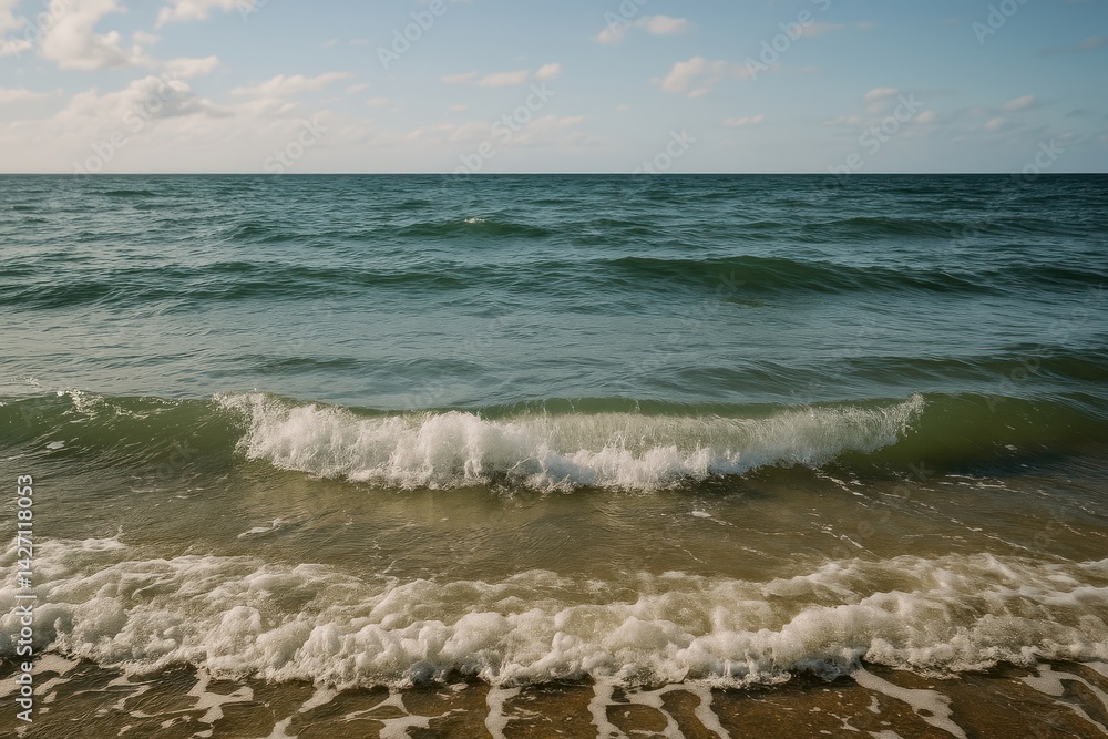 Serene ocean waves under sky Serene ocean waves under sky