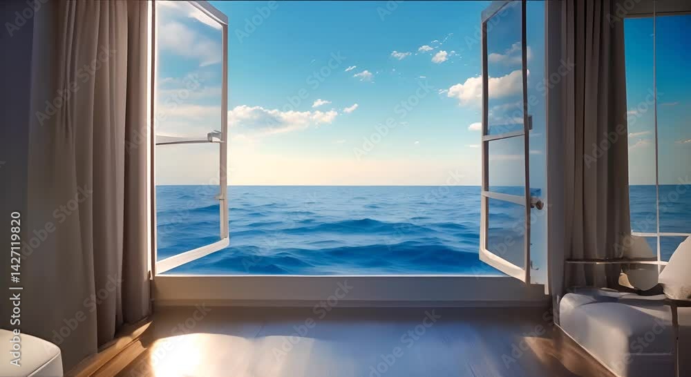 Mesmerizing view of ocean surface from the window of the captains ship a scene of maritime beauty and adventureSeamless looping time lapse virtual video animation background 4K Mesmerizing view of ocean surface from the window of the captains ship a scene of maritime beauty and adventureSeamless looping time lapse virtual video animation background 4K