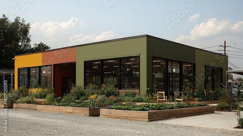 Vibrant urban regeneration project transforms old industrial buildings into modern community centers featuring adaptive reuse public plazas and sustainable urban gardens