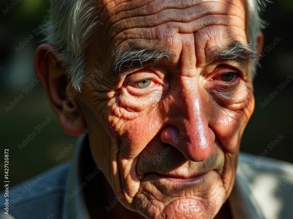 An elderly man shows deep emotion as tears trail down his weathered face, absorbed in a lamentation song.