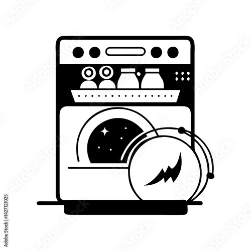 dishwasher icon, dishwasher silhouette vector illustration-simple silhouette illustration of dishwasher,dishwasher vector
