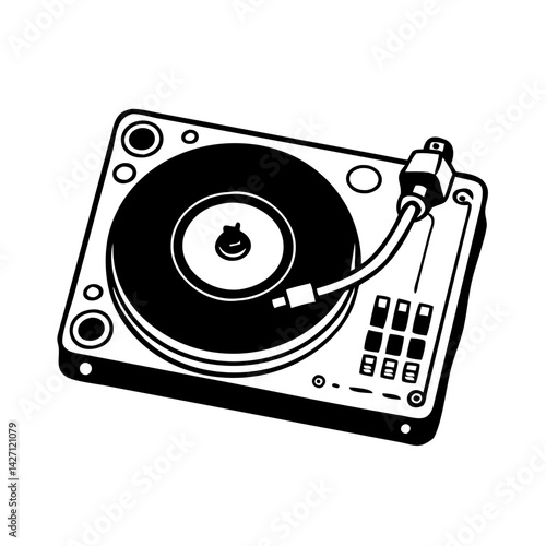 dj turntable icon, dj turntable silhouette vector illustration-simple silhouette illustration of dj turntable,dj turntable vector