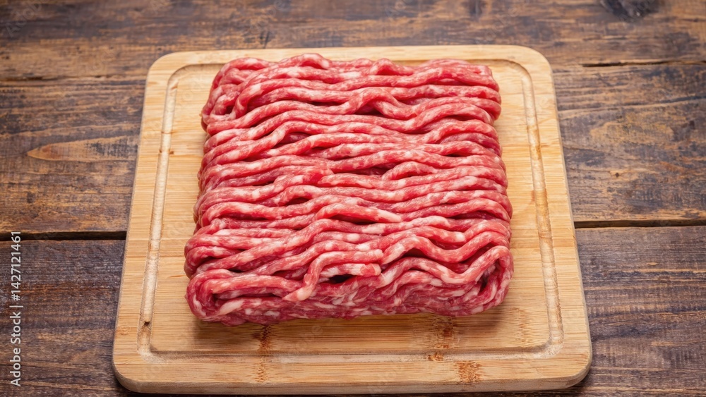 This is a piece of raw ground beef, likely to be used in various culinary preparations such as grilling, barbecuing or making meatballs. This is a piece of raw ground beef, likely to be used in various culinary preparations such as grilling, barbecuing or making meatballs.