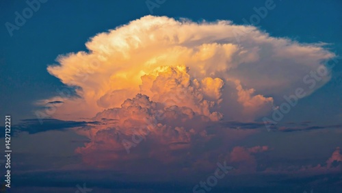 Obraz na płótnie Stunning image of a dramatic storm cloud with fluffy clouds and vibrant colors at sunset. w salonie