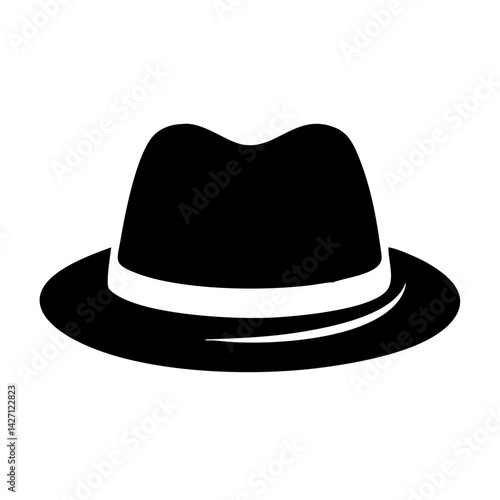 fedora icon, fedora silhouette vector illustration-simple silhouette illustration of fedora,fedora vector