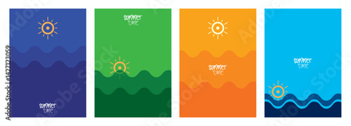 summer time poster.  summer beach illustration. summer themed background collections design