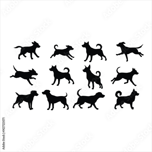 Max dog silhouette set Cute icon of dogs Dog vector illustration