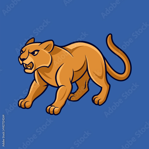 Unleashed Panther: A ferocious and powerful panther illustration, embodying strength and determination, its intense gaze fixated.