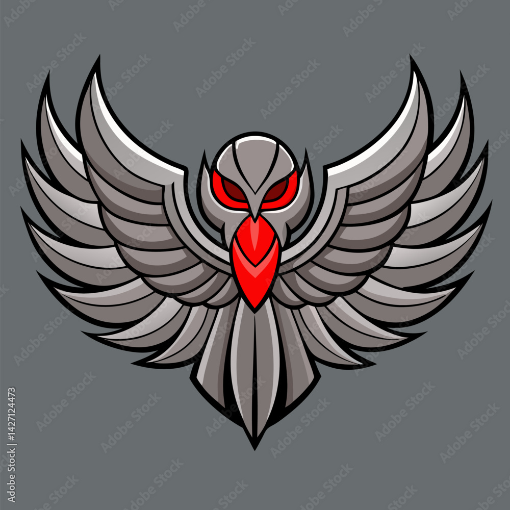 Obraz premium Majestic Eagle Emblem: A powerful eagle illustration in a flat style, exuding strength and freedom, perfect for conveying confidence and authority.
