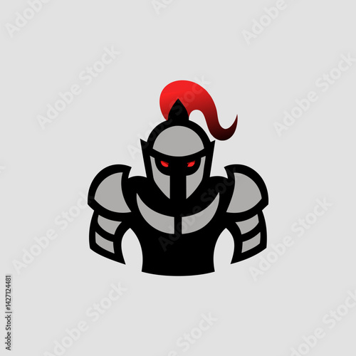 Knight's Armor: A stylized illustration of a knight in full armor, rendered in a minimalist style with bold shapes and a touch of menace, is captured, capturing strength and valor.