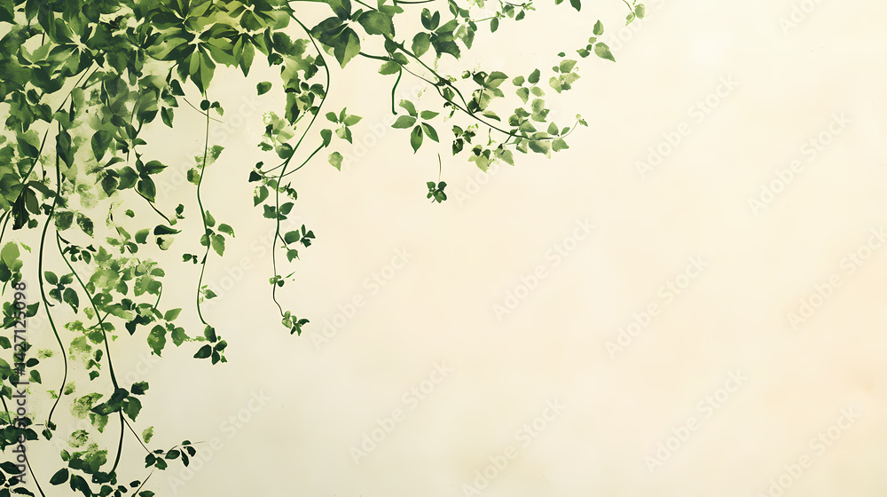 Minimalist plant wallpaper with delicate vine details on paper. Interference Vine. Illustration Minimalist plant wallpaper with delicate vine details on paper. Interference Vine. Illustration