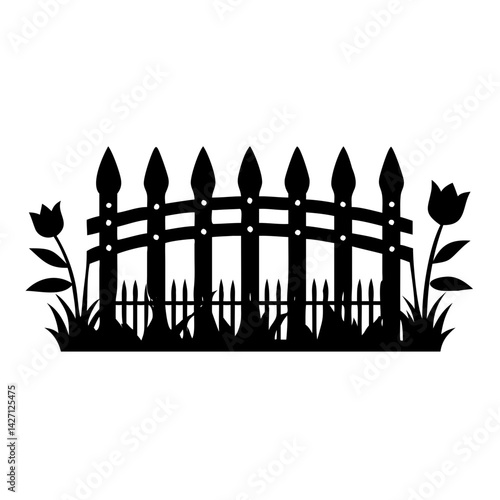 garden fence icon, garden fence silhouette vector illustration-simple silhouette illustration of garden fence,garden fence vector