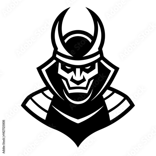 Warrior's Resolve: A striking illustration of a samurai, embodying the spirit of the ancient warrior class, rendered in a bold monochrome palette, emphasizing strength and discipline.