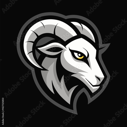  Majestic Ram Head Emblem: A commanding illustration of a ram's head, exuding strength, pride, and an aura of authority against a dark backdrop.