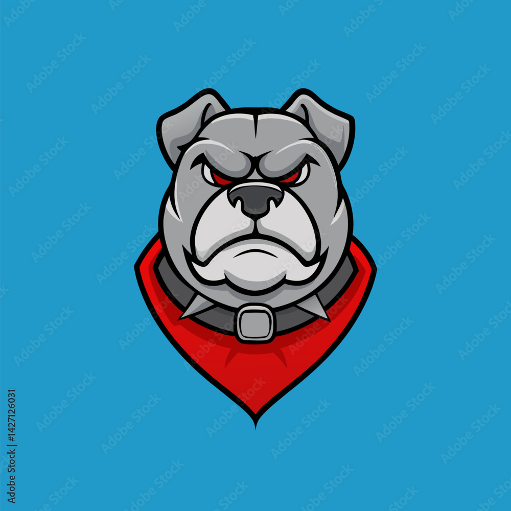 Naklejka premium Aggressive Bulldog: A captivating illustration of an assertive bulldog, embodying strength, determination, and a touch of fierce personality, ready to represent your brand or project.