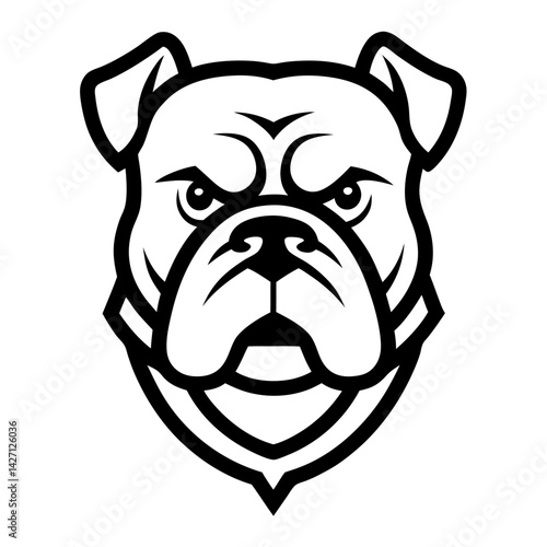 Bulldog Head Icon: A powerful emblem of the bulldog's resolute nature, perfectly crafted in a minimalist outline. This image captures the very essence of strength, determination.