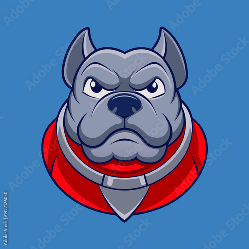 "Intense Guard Dog Illustration: A bold illustration of a vigilant guard dog, showcasing a commanding presence against a minimalist background.