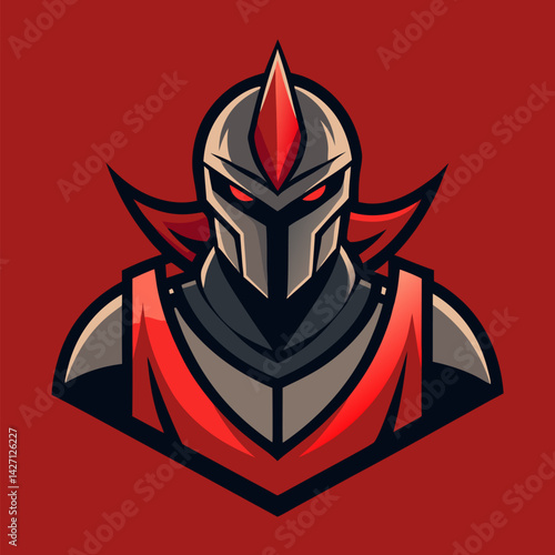 Knightly Valor: A formidable knight, armor gleaming and eyes blazing, stands ready, a symbol of courage and strength. The knight's determined visage.