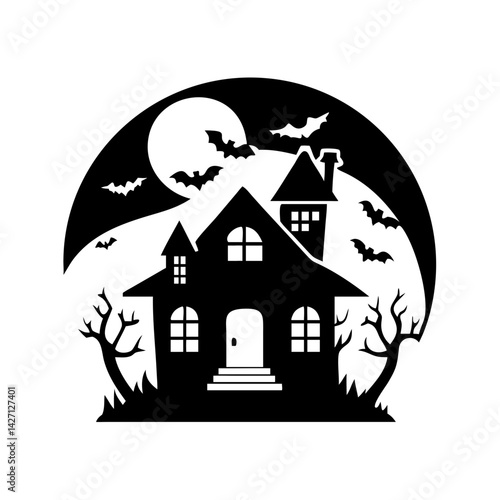 haunted house icon, haunted house silhouette vector illustration-simple silhouette illustration of haunted house,haunted house vector