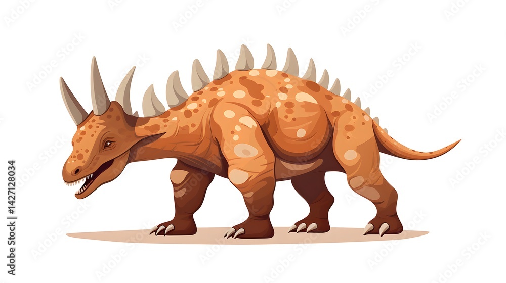 Naklejka premium Detailed Vector Flat Style Illustration of a Prehistoric Animal for Educational Purposes