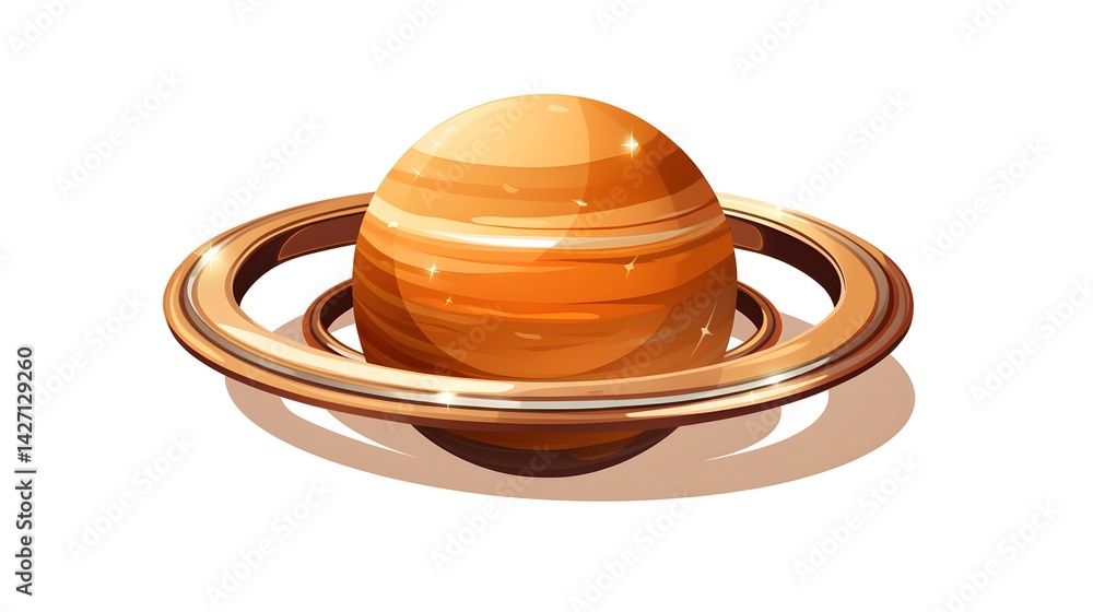 Unique cartoon illustration of a cool brown planet with two rings for projects Unique cartoon illustration of a cool brown planet with two rings for projects