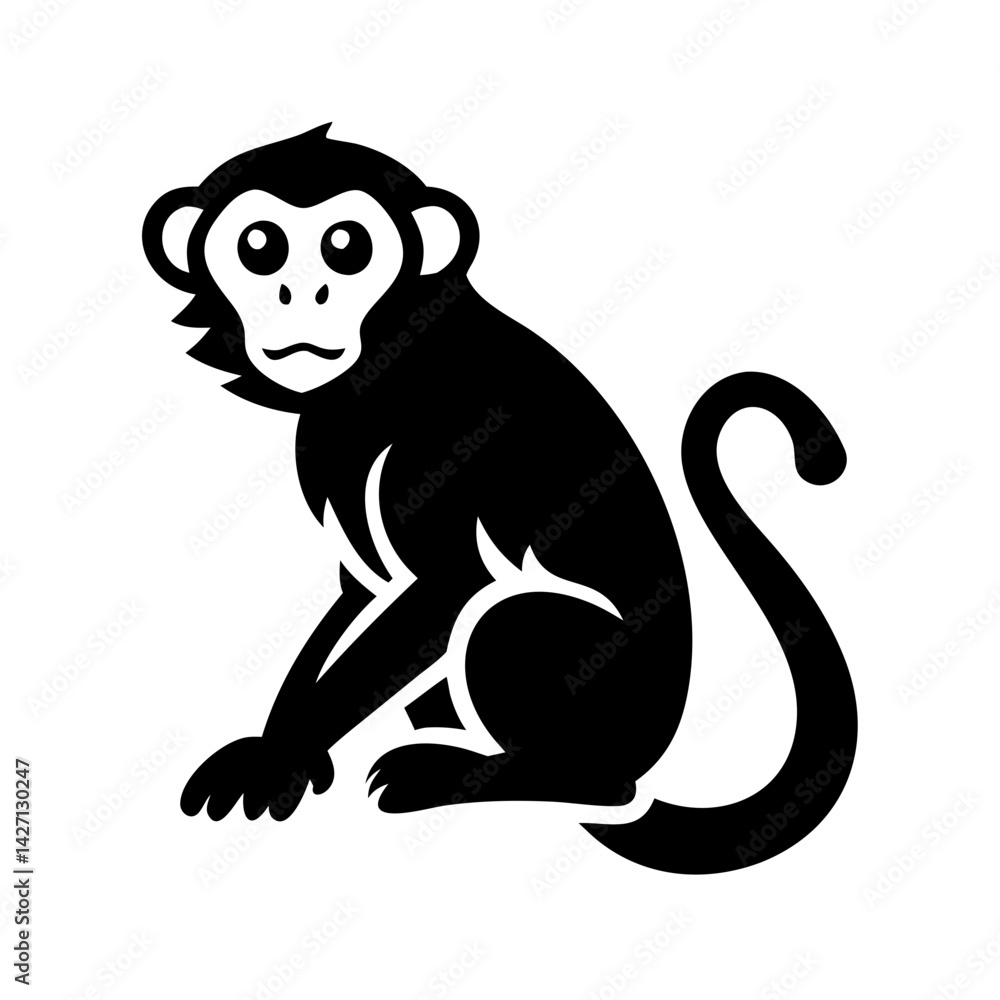 Fototapeta premium monkey icon, monkey silhouette vector illustration-simple silhouette illustration of monkey,monkey vector