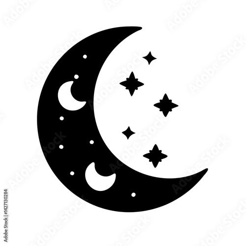 moon icon, moon silhouette vector illustration-simple silhouette illustration of moon,moon vector