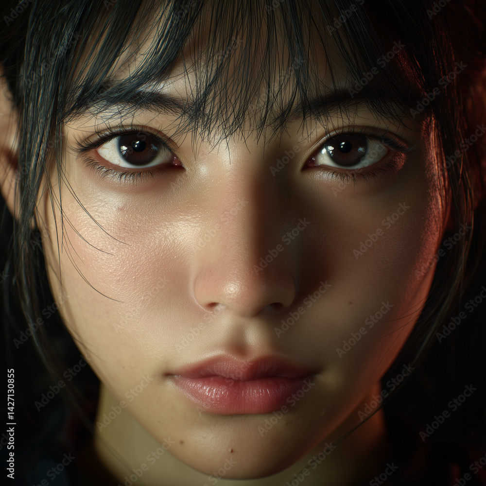 asiatische frau portrait augen mund