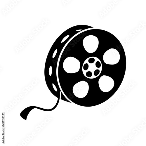 reel of film icon, reel of film silhouette vector illustration-simple silhouette illustration of reel of film,reel of film vector