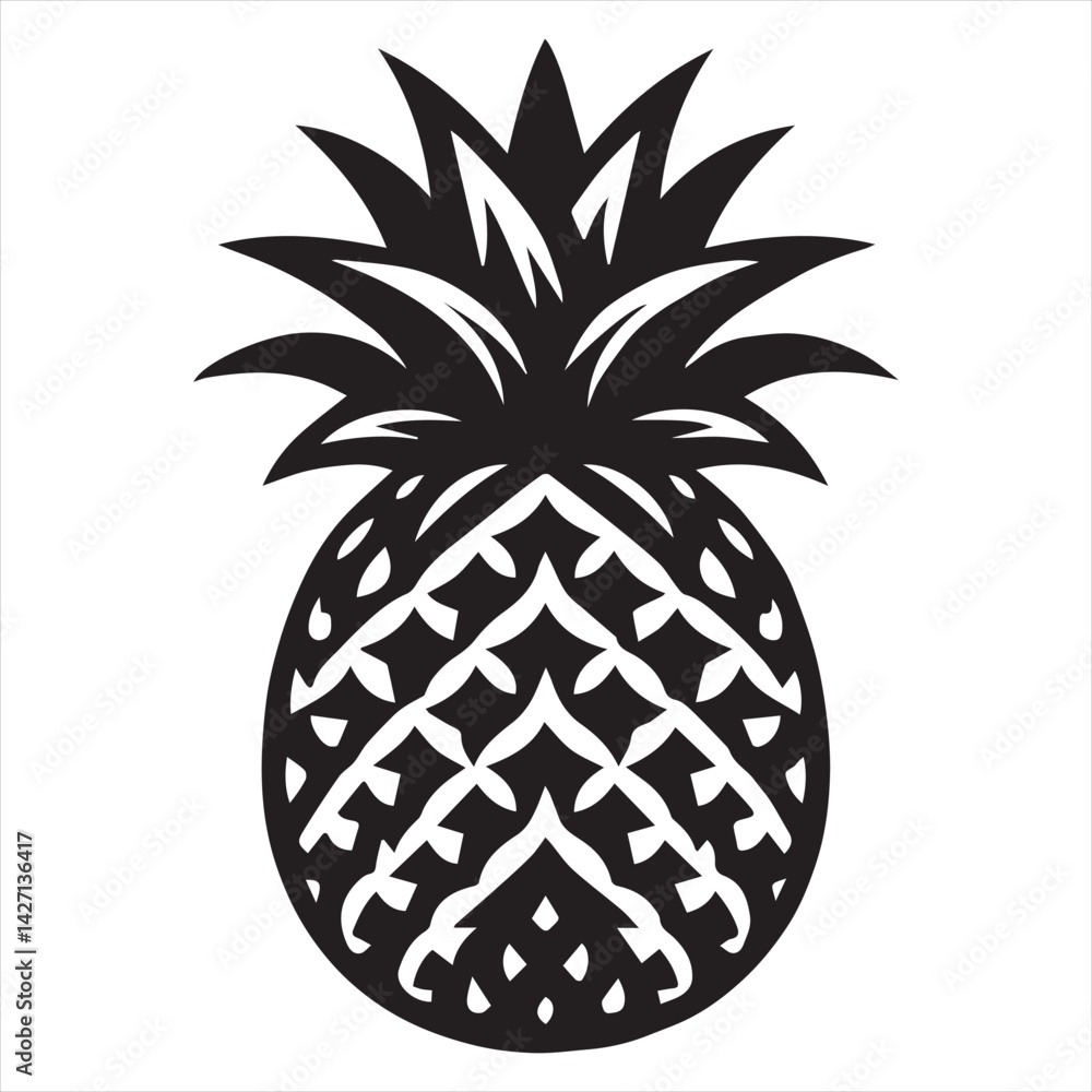 Obraz premium Pineapple Vector art illustration with leaves