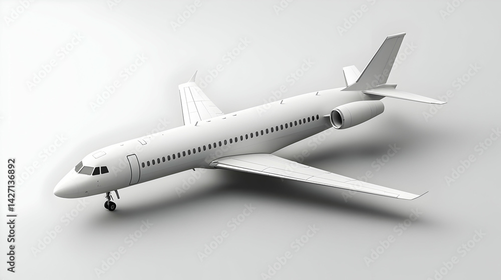 White Airplane Model In Studio Lighting White Airplane Model In Studio Lighting
