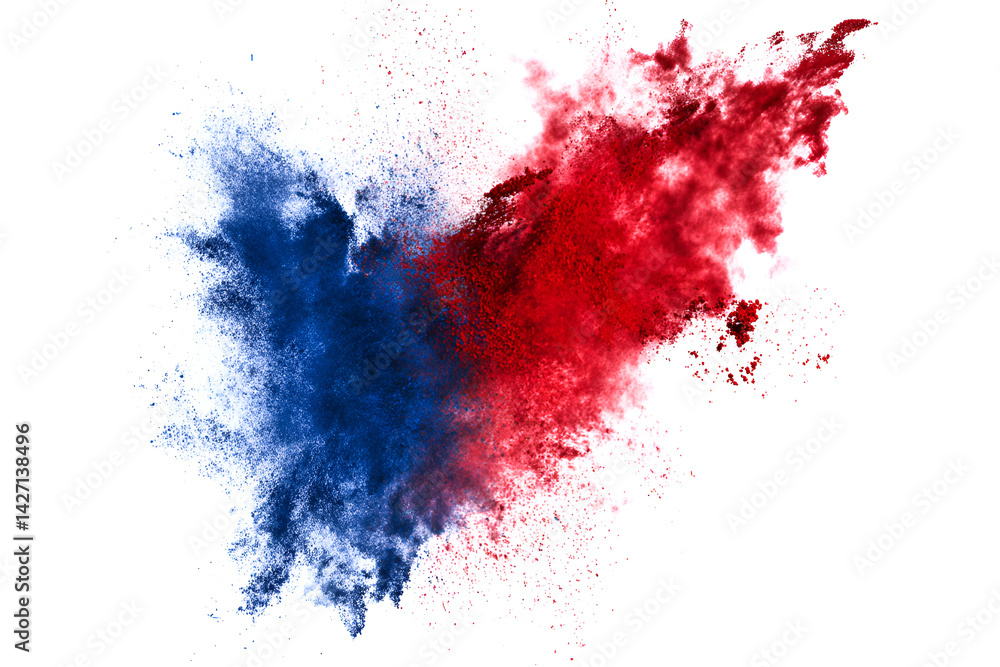 Vibrant Red and Blue Powder Explosion Artistic Chaos Dynamic Energy Vibrant Red and Blue Powder Explosion Artistic Chaos Dynamic Energy