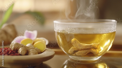 Herbal Wellness Infusion with Ginseng and Goji Berries - Aromatic Health Drink Design