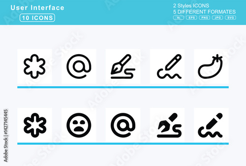 Set of 5 solid user interface icons,arrow, up, square, triangle, to, dotted, line, assept, document, assistive, listening, systems, asterik