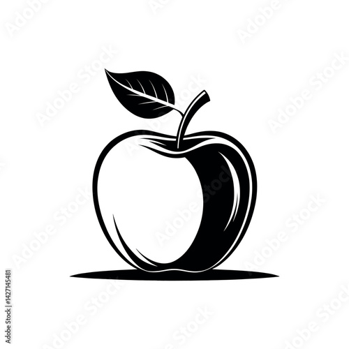 apple silhouette logo vector line art logo design
