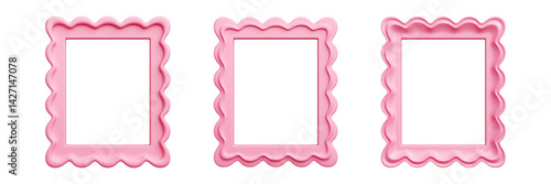 Tablou pe pânză Scallop 3d pink frame border set exhibits rippled mollusk-inspired shells