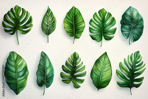 Obraz na płótnie Set of Tropical leaves isolated on white background. Beautiful tropical exotic foliage w salonie