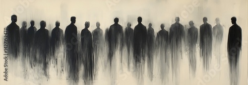 High contrast charcoal sketch of The Book of Enoch featuring silent watchers etched in layered black strokes against faint sepia implying sacred knowledge emerging from darkness
