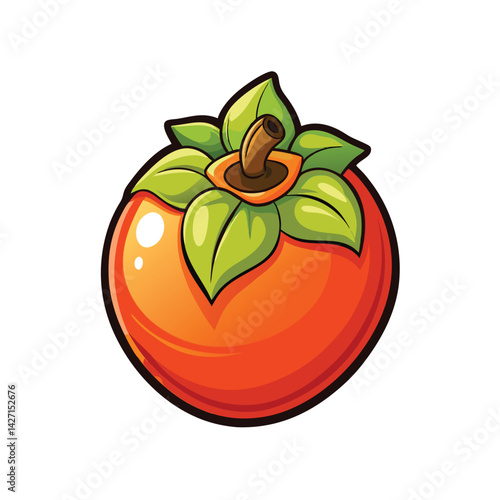 Cartoon Illustration of a Persimmon