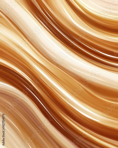 Abstract flowing waves of warm caramel and cream colors creating a smooth texture background