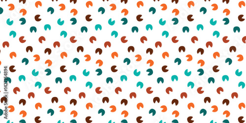 scatter seamless pattern with donkey footprints in multi color for textile, fabric, wrapping, and other. animal footprints background