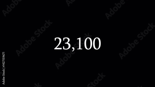 Number counter animation from 0-90,000 numbers on a transparent background, Animated counting Numbers from zero to ninety thousand  with alpha channel,